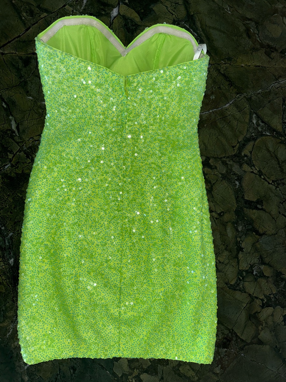 Clarissa Neon Lime Sequin Mini Dress - Picture 2 of 5